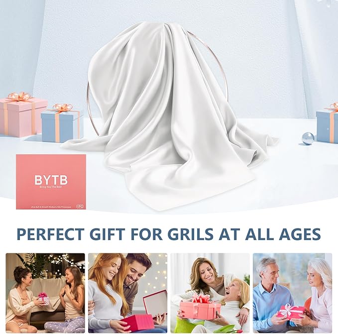 Silk Pillow Cases Queen Size 100% Mulberry Silk Pillowcase for Hair and Skin 22 Momme Both Side Grade 6A Silk Cooling Soft Breathable 20 x 30 Inches with Hidden Zipper 1PC, White