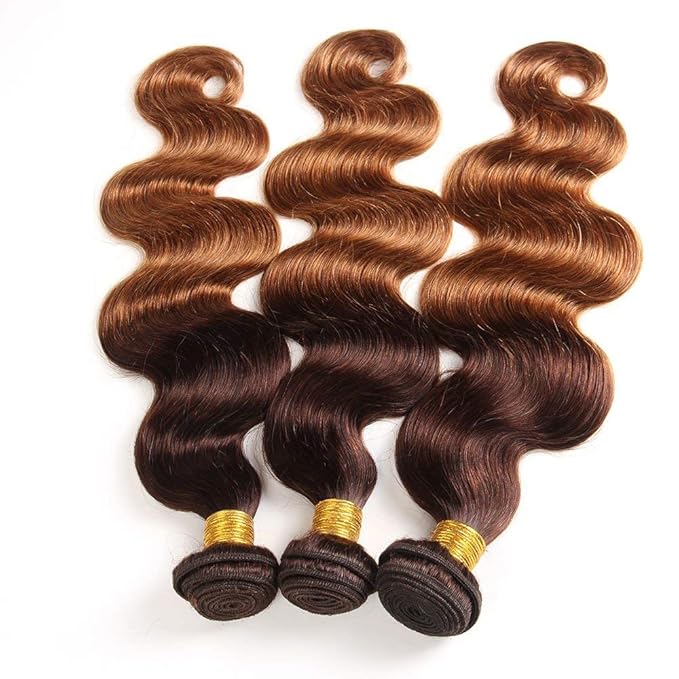 Ombre Bundles Human Hair (T4/30,16 18 20) 2 Tone Brazilian Body Wave 100% Unprocessed Virgin Brazilian 10A Ombre Body Wave Human Hair Weave Bundles