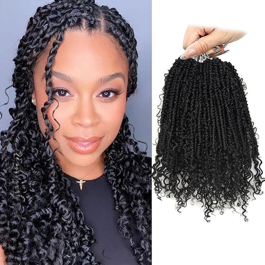 8 Pack Passion Twist Crochet Hair 14 inch Pretwisted Passion Twist Hair with Curly ends, Pre-looped Braided Crochet Boho Short Passion Twist Braided Hair for Women and Girls