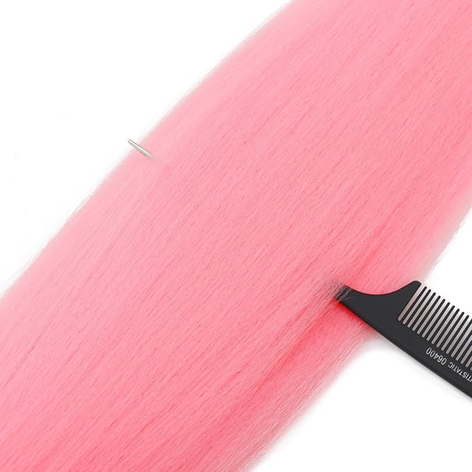 Dorsanee Pink Braiding Hair Pre Stretched 20 Inch 3 Packs Professional Easy Braiding Hair for Crochet Braids Twists Locs Hair Soft Yaki Texture Hot Water Setting Synthetic Hair Extensions