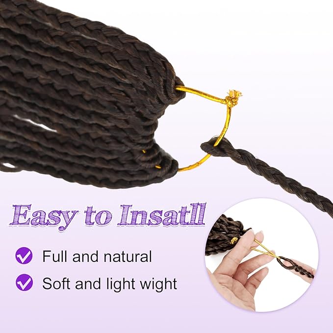 Eacia Goddess Box Braids Crochet Hair 14 Inch 7 Packs Boho Box Braids Pre looped Curly Bohemian Crochet Hair Extensions with Curly Ends for Women(14 Inch, T1B/30#)