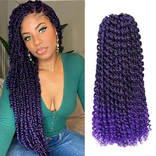 7 Packs Purple Passion Twists Hair 22inch Ombre Purple Water Wave Crochet Hair for Butterfly Soft Locs Synthetic Crochet Hair Long Bohemian Locs Braiding Hair Extensions(22" 7packs T1B/Purple#)