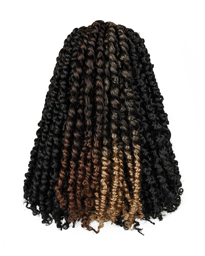 14 Inch 8 Packs Passion Twist Crochet Hair - Mixed Color Combo Pack (1B, T27, T30), Pre-twisted Pre-looped Braided Hair Extensions for Black Women