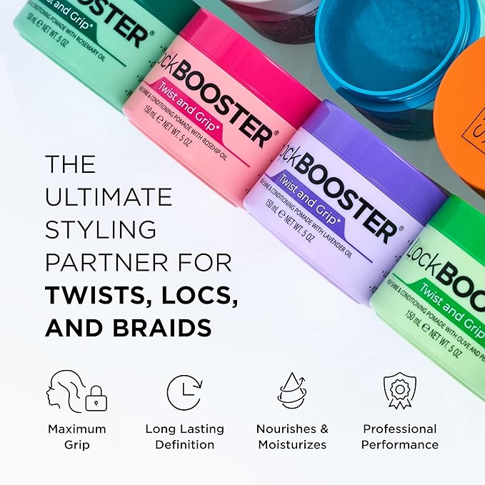 Style Factor Lock BOOSTER Twist & Grip Braid Gel (10.1 Oz.) with Batana Oil— Strong Hold, Flake-Free, Frizz-Free Hair Braiding Gel for Defined & Long-Lasting Twists, Locs & Braids