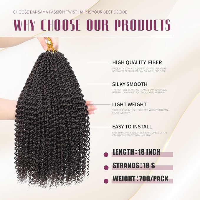 Dansama Passion Twist Hair Water Wave Braiding Hair for Butterfly Style Crochet Braids Bohemian Hair Extensions (18inch (Pack of 7), #4)