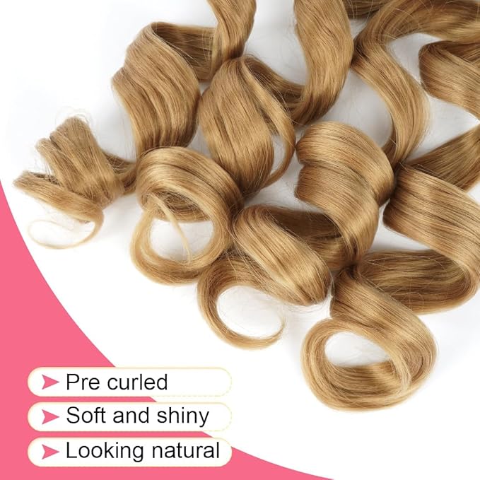 6packs French Curl Braiding Hair 24 Inch Loose Wave Bouncy Braiding Hair Pre Stretched 100g/pack Yaki Curly Hair for Black Women Hair Extensions (#27)