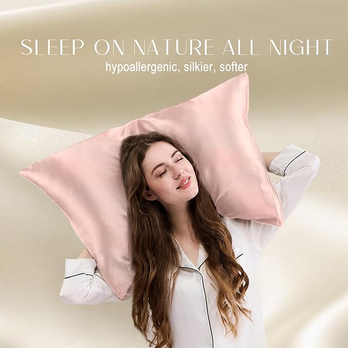 ZIMASILK 100% Pure Mulberry Silk Pillowcase for Hair and Skin Health,Both Sides 19 Momme Silk,1pc (Throw 18''x18'',Pink)