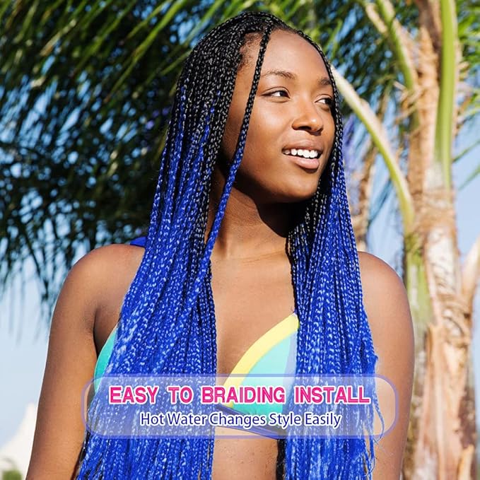 8 Pack Ombre Braiding Hair Pre Stretched - 26" 100G/Pack Premium Pre Stretched Braiding Hair Extensions, Professional Itch Free Hot Water Setting Perm Yaki Texture Prestretched Hair(1B/Blue)