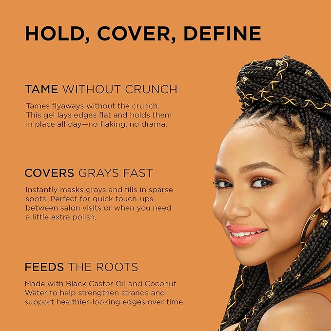 African Pride Black Castor Miracle Hold & Cover Edges Hair Gel with Black Castor Oil & Coconut Water Edge Control for Braids, Locs, Slick Styles & Strong Hold 2.25oz