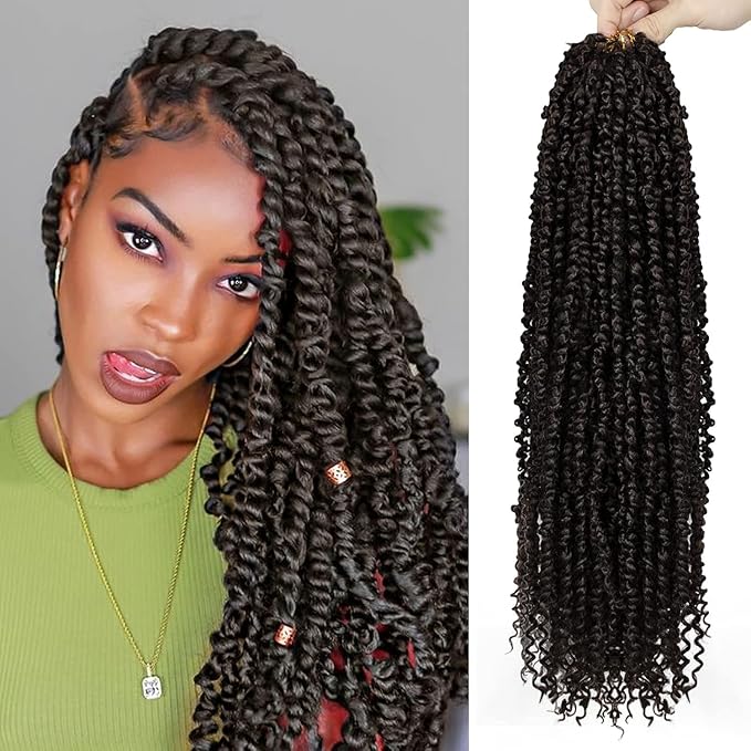 NAYOO Passion Twist Hair - 8 Packs 22 Inch Passion Twist Crochet Hair For Women, Crochet Pretwisted Curly Hair Passion Twists Synthetic Braiding Hair Extensions (22 Inch 8 Packs, 4N2)