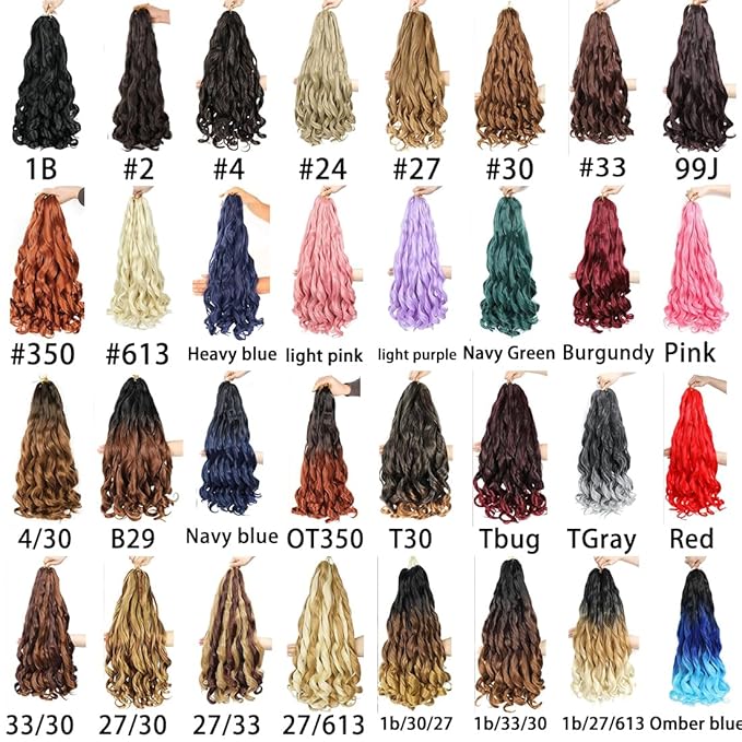 6 Packs French Curl Braiding Hair 18 Inch Loose Wave Bouncy Braiding Hair Pre Stretched 100g/pack Yaki Curly Crochet hair for Black Women Hair Extensions (1B)