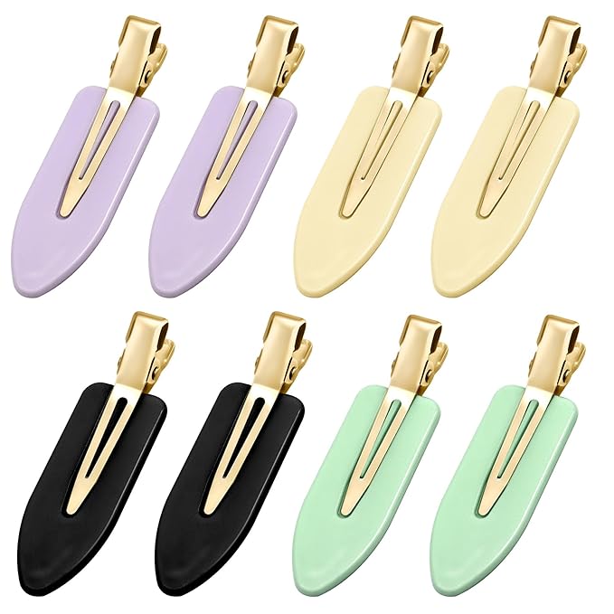 8 Pcs No bend Hair Clips No Crease Makeup Duckbill Clip No Dent Creaseless Flat Alligator Hair Barrettes for Salon Hairstyle Women Girls Accessories (Lemon)