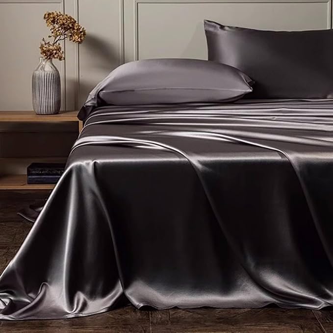 100% Mulberry Silk Pillowcase for Sleeping Women, 22 Momme Silk Pillow Cases for Hair and Face, Zipper Closure, Hypoallergenic Pillow Cases USA Made, 1 Pcs 20"x30" (Queen, Slate Grey)