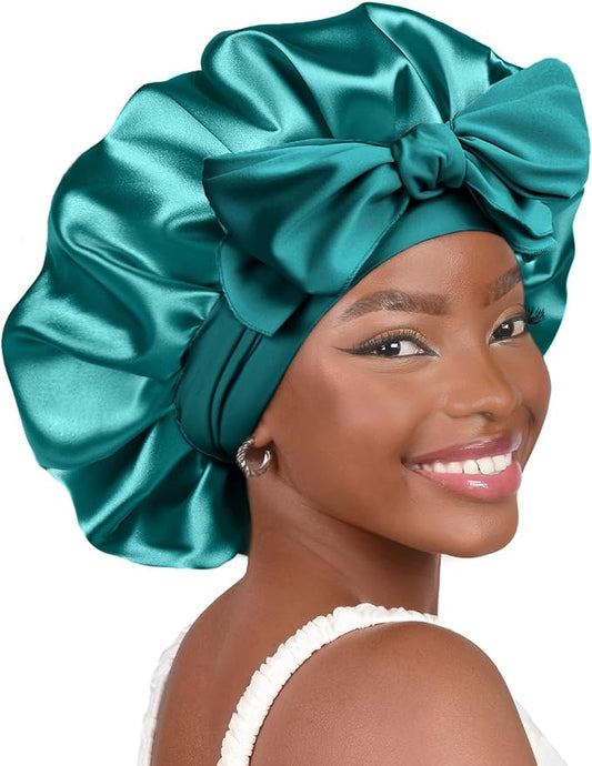 YANIBEST Silk Bonnet for Sleeping Women Adjustable Double Layer Satin Bonnet Reduce Friction Prevent Frizz Natural Curly Hair