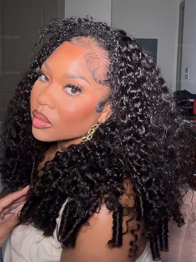 Curlyme 26 Inch Burmese Curly 3 In 1 Half Wig Glueless Install Half Wig With Adjustable String Beginner Friendly Ponytail Headband Wig Human Hair Burmese Kinky Curly Half Wigs