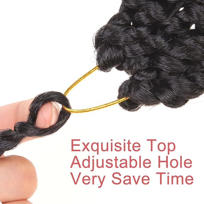 Leeven 8 Inch Passion Twist Crochet Hair 8 Packs (6 Packs #1B+1 Pack T27+1 Pack T30) Short Bomb Pre-Twisted Passion Twist Mixed 3 Color Combo Pack Synthetic Hair For Women Kids