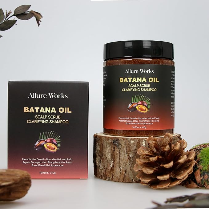 Exfoliating Scalp Scrub Clarifying Shampoo with Batana Oil & Rosemary for Dandruff, Buildup, Oily or Itchy Scalp, and Thinning Hair – Natural Scalp Cleansing Shampoo for Men and Women – 310g