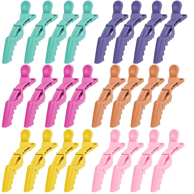 Ondder 24 Pack Professional Alligator Hair Clips for Styling and Salon - Plastic Gator Clips