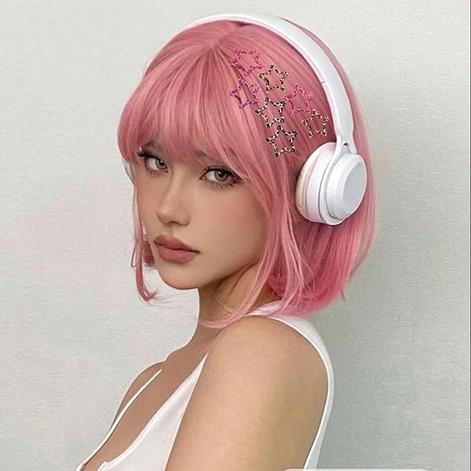 Star Hair Clips Snap Hair Barrettes Non Slip Star Hair Accessories Leopard Colors Metal Hair Clips for Girls Women -16 PCS - Red