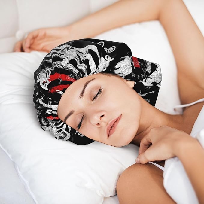 Silk Hair Bonnet for Sleeping, Double Layer Hair Bonnet for Curly Natural Frizz