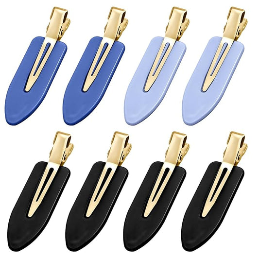 8 Pcs No bend Hair Clips No Crease Makeup Duckbill Clip No Dent Creaseless Flat Alligator Hair Barrettes for Salon Hairstyle Women Girls Accessories Cellulose Acetate(Black Blue)