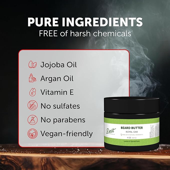 Detroit Grooming Co. Beard Butter for Men | Softens, Thickens & Hydrates with Safflower Oil & Shea Butter | Royal Oak Scent, 4oz