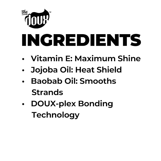 The Doux DOUX DROPS Bonding Polish Spray – Anti-Humidity Hair Smoother & Heat Protectant for Curly Hair – Silkening Bonding Oil with Vitamin E, Baobab & Jojoba, 4 oz