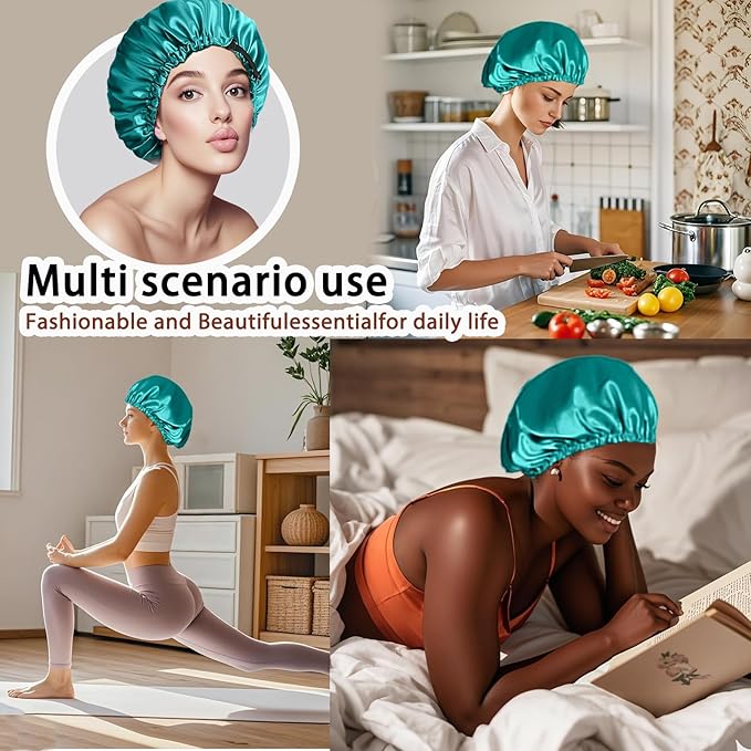 Silk Bonnet for Sleeping Women,Adjustable Satin Bonnet for Women Curly Natural Hair,Double Layer Anti Frizz Soft Sleep Cap.
