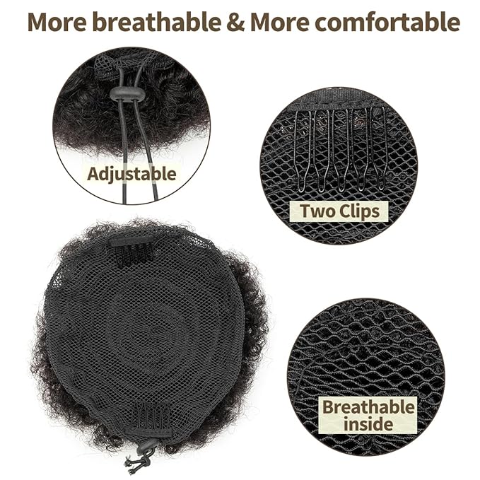 isheeny Large Afro Puff Drawstring Ponytail Puffs Natural Black 8 Inch Curly Drawstring Ponytail For Youth Girl Naturally Styled Hairpiece, Enhancing Your Beauty And Youthfulness