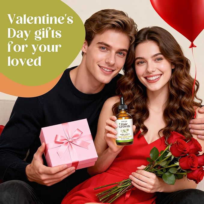 Organic Rosemary & Castor Hair Growth Oil + Scalp Massager Set – Premium Hair Strengthening Oil for Boosting Hair Health, Thickening, Soothing, Moisturizing and Natural Growth – 4.0 oz