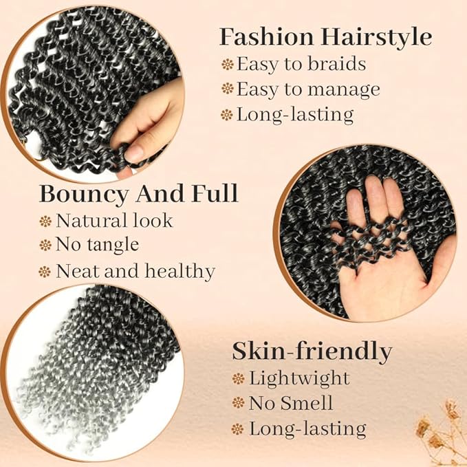 Passion Twist Hair 18 Inch Water Wave Passion Twist Crochet Hair Synthetic Braids for 6 Packs Passion Twist Crochet Braiding Hair Goddess Locs Long Bohemian Locs Hair (18 Inch, #1B/Silver)