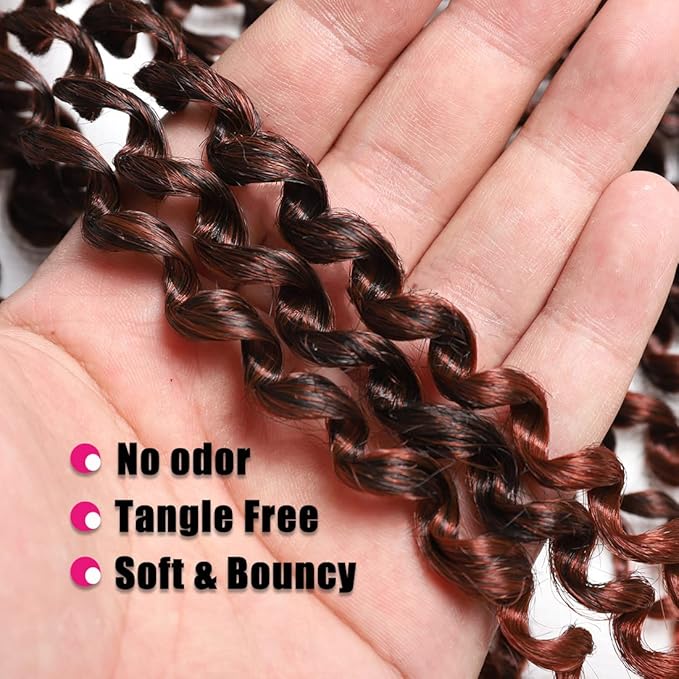 Passion Twist Hair 24 Inch 6 Packs Water Wave Crochet Hair Passion Twist Crochet Hair Synthetic Hair Extensions for Women(24Inch, T350#）