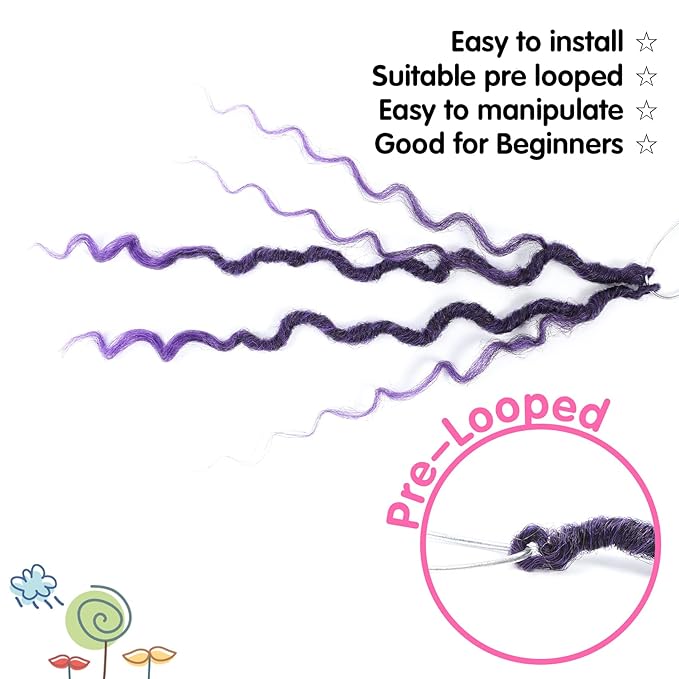 Fulcrum Goddess Locs Crochet Hair 12 Inch, 8 Packs New Faux Locs Crochet Hair for Black Women, Crochet locs with Curly Ends (12Inch (Pack of 8), 1B/Purple#)