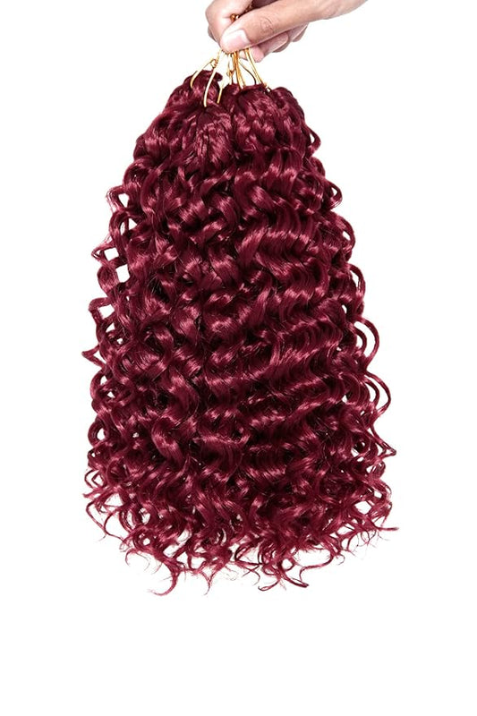 QRHSUKA GoGo Curl Crochet Hair Short Curly Crochet Hair for Women Beach Curl Water Wave Deep Twist Crochet Braids Synthetic Braiding Hair Extensions (12 inch(Pack of 6), #118)