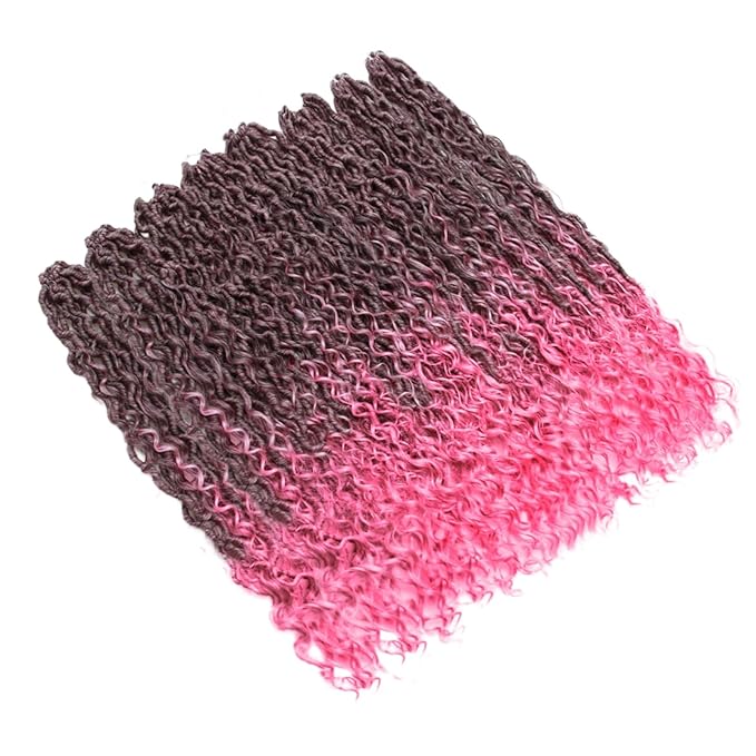 8Packs Goddess Locs Crochet Hair 22Inch Crochet Locs,Boho Faux Loc With Curly Ends River Hippie Bohemian Loc Crochet Hair for Black Women(1B/Pink, 22inch(Pack of 8))