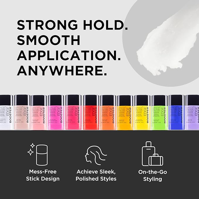 Style Factor EDGE BOOSTER Hair Wax Stick Pomade with Beeswax | Strong Hold Slick Stick for Flyaways, Edges & Baby Hair for Sleek Buns & Ponytails | Stocking Stuffers for Women Girls Teen | Lemon Candy