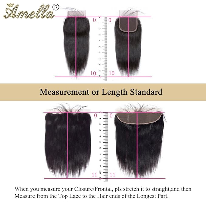 Amella Hair 8A Unprocessed Brazilian Body Wave Bundles with Closure (16 18 20 +16Closure,Natural Black) Virgin Brazilian Hair Bundles Weave with Lace Closure Three Part