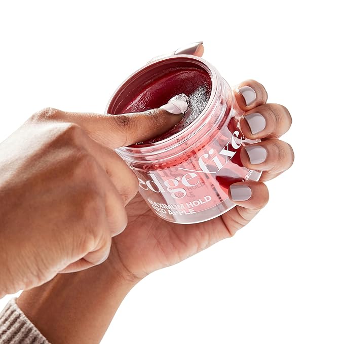 Red by Kiss Edge Fixer Hair Shine Gel, 24 Hour Max Hold, Non-Flaking, Biotin B7 Infused, Natural Styling, Professional Edge Control Wax, Perfect for Braiding (Red Apple)