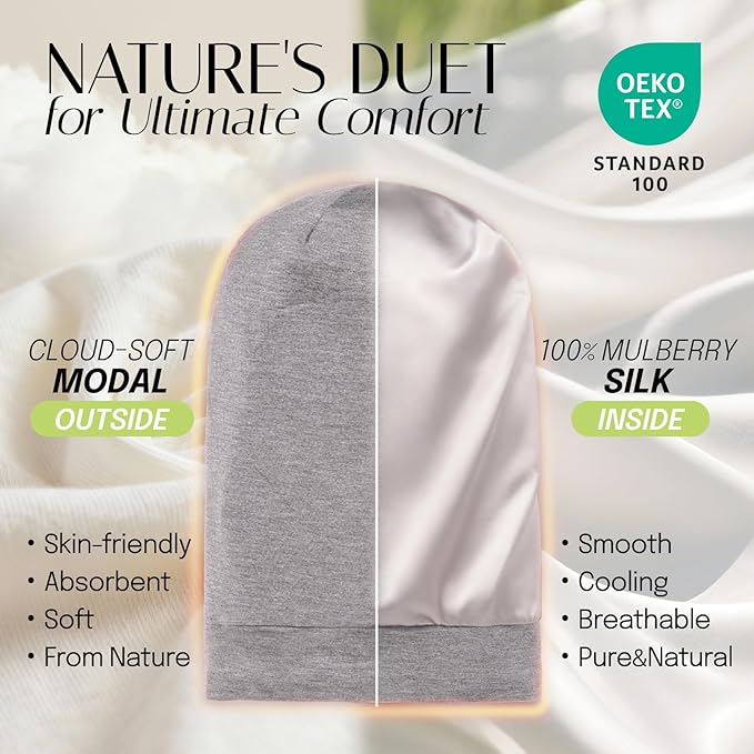 OLESILK Silk Bonnet for Long Hair: 100% Mulberry Silk for Sleeping Women&Men, Extra Large Loc Cap for Braids, Adjustable