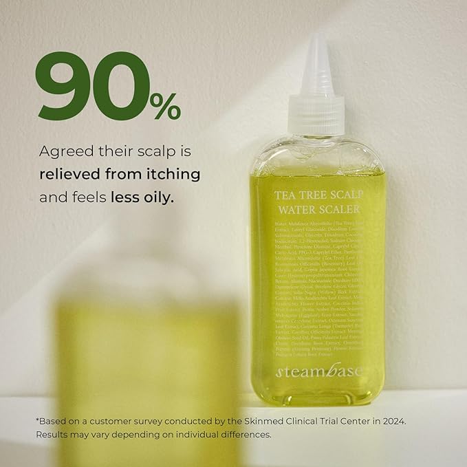 STEAMBASE Tea Tree Scalp Water Scaler | Scalp Exfoliator for Itchy Dry Flaky Scalp, Buildup Remover, Treatment for Excess Sebum Oily Greasy Hair | Korean Hair Care Products, Travel Size, 1.69 fl oz