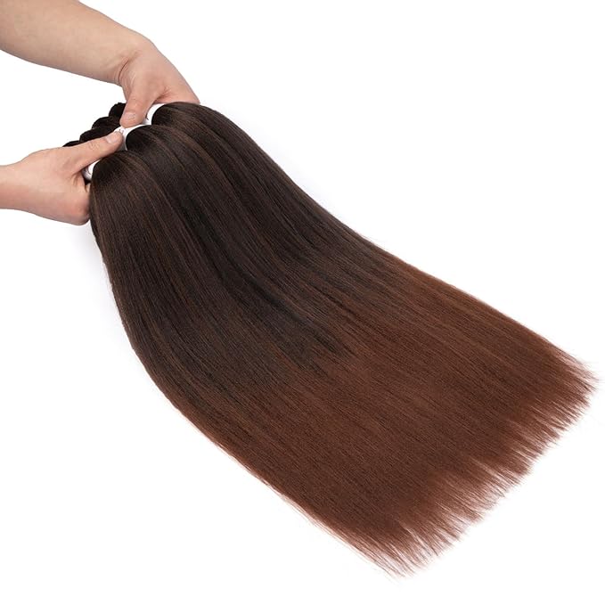 Ombre Braiding Hair 22 Inch Pre Stretched Braiding Hair Professional Hair Extensions 6 Packs 100% Kanekalon Synthetic Crochet Hair Braids Yaki Texture Hair Braiding(22Inch,T1B/30#).