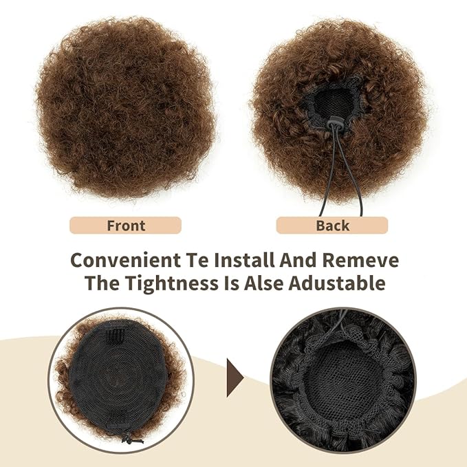 isheeny Small Ponytail Wig For Little Girls, Brown Drawstring Ponytail Human Hair For Kids, Adorn Your Look With Our Drawstring Afro Puff, The Perfect Hairpiece For Everyday And Special Occasions