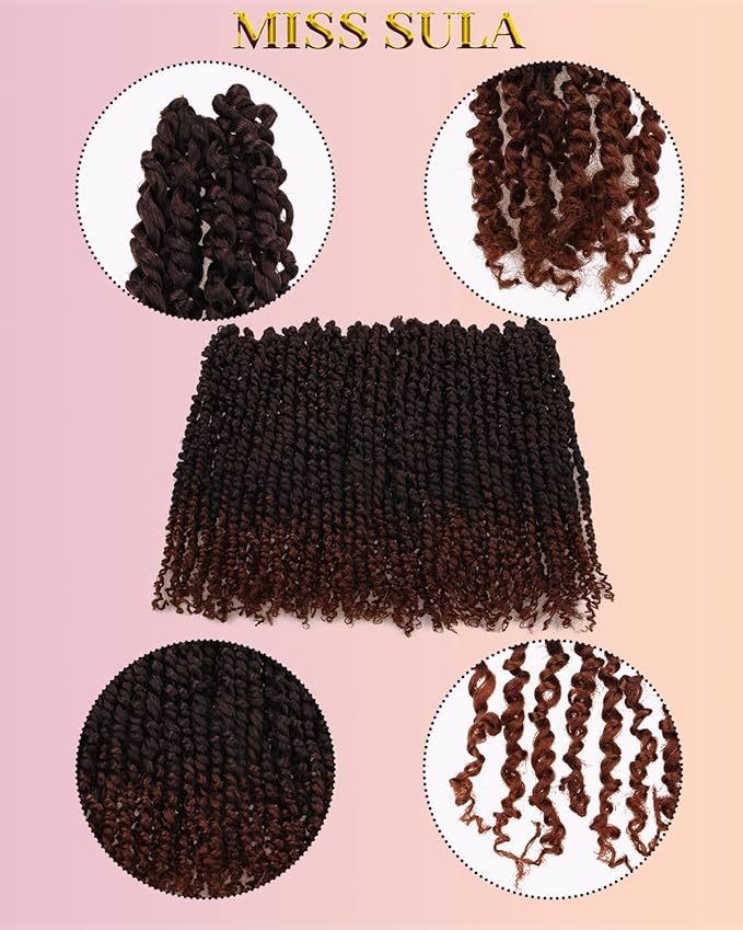 12 Inches 8 Packs Passion Twist Crochet Hair-Pre-twisted Passion Twists,Pre-Looped Crochet Braids Made Of Bohemian Hair Synthetic Braiding Hair Extensions (12 Inch(Pack of 8), T30)