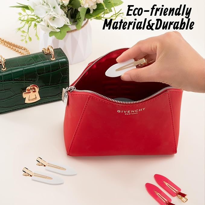 No Bend Hair Clips - Creaseless Flat Duckbill Alligator Barrettes for Hairstyling and Salon Use (8 Pieces, Hot Pink)