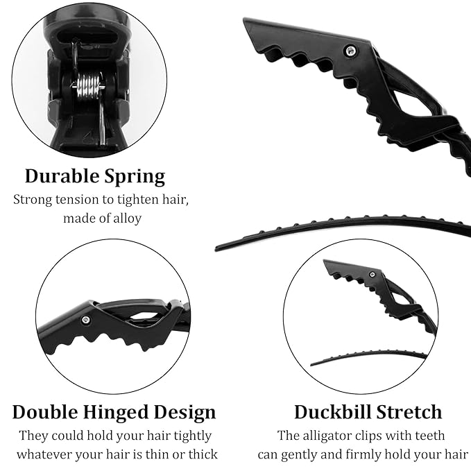 30 Pack Alligator Hair Clips for Styling, Sectioning Crocodile hair Clips Professional Barber Accessories for Salon of Thick Curly Volume Hair (Black)