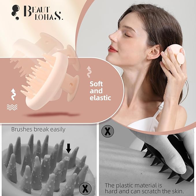 One-Piece Silicone Scalp Massage Brush, Scrubber With Soft Massager for Hair Growth, Deep Cleansing Relaxation, Durable, Gentle on Scalp, Wet Dry Hair Massage Tool