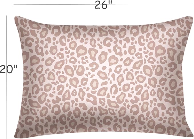Satin Pillowcase for Hair and Skin, Soft and Cooling Similar to Silk Pillow Cases 2 Pack with Envelope Closure Standard Size Satin Pillow Covers, Gift for Women(20"x26", Leopard, Pink)