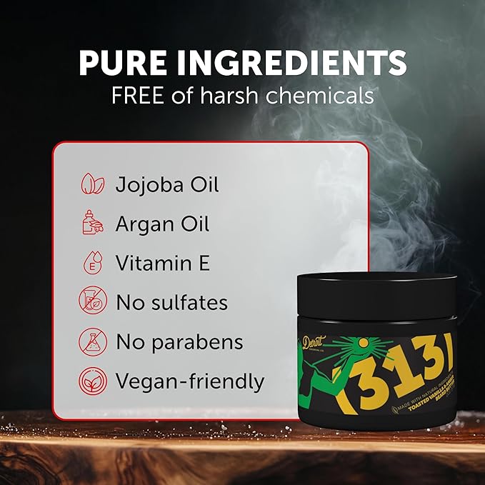 Detroit Grooming Co. Beard Butter for Men | Softens, Thickens & Hydrates with Safflower Oil & Shea Butter | 313 Scent, 2oz