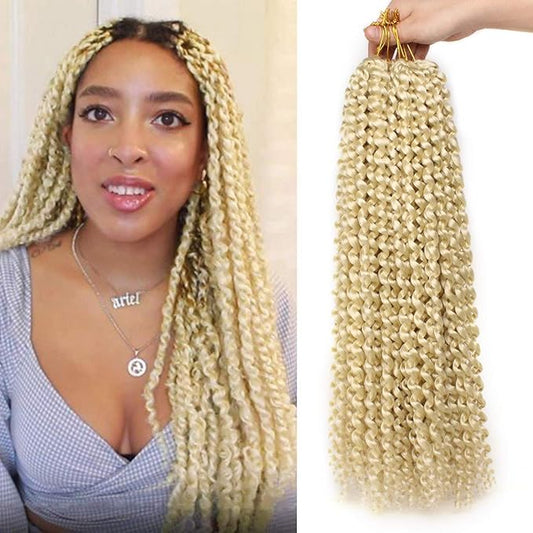 Leeven 24 Inch Long Water Wave Crochet Hair for Passion Twist 2 Packs Blonde Curly Bohemian Passion Twists Hair for Butterfly Locs Braiding Hair for Women 613#