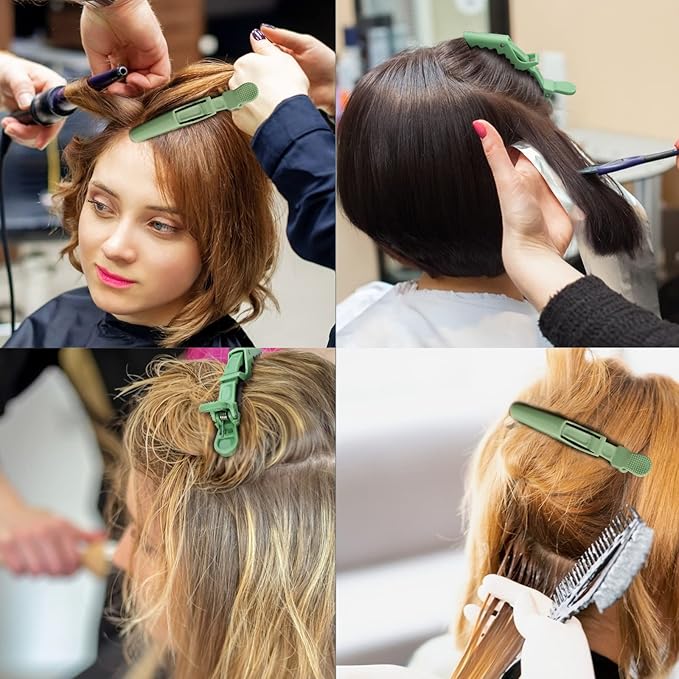 Ondder 24 Pack Alligator Hair Styling Clips - Large Green Hair Clips for Styling, Sectioning, Professional Salon Use